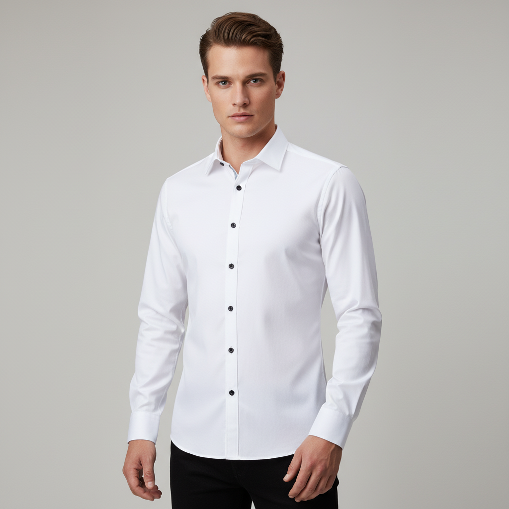Herren Slim Fit Hemd Bügelfrei Stretch - Eveloria
