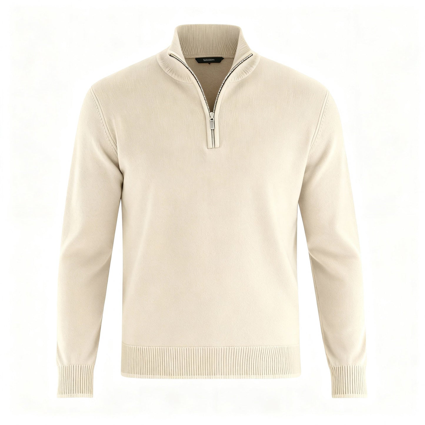 Damen Merino Pullover Reißverschluss Bequem Grau