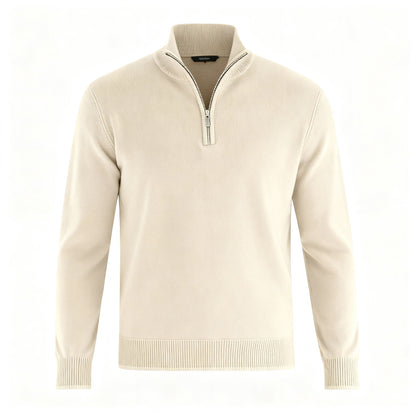 Damen Merino Pullover Reißverschluss Bequem Grau
