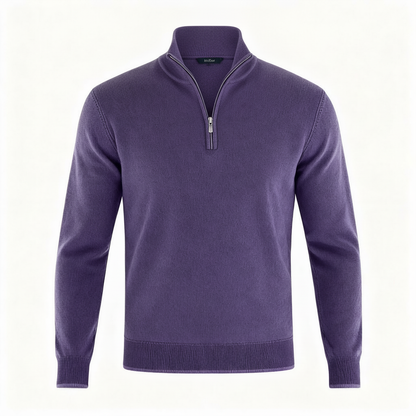 Damen Merino Pullover Reißverschluss Bequem Grau