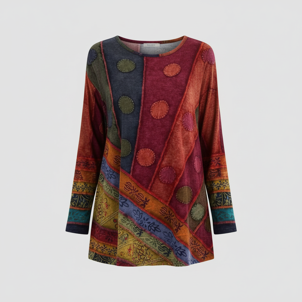 Bunte Damen Tunika aus Baumwolle Vintage Look