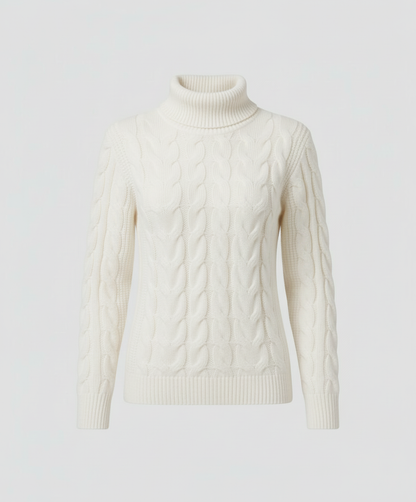Damen Rollkragenpullover Zopfmuster