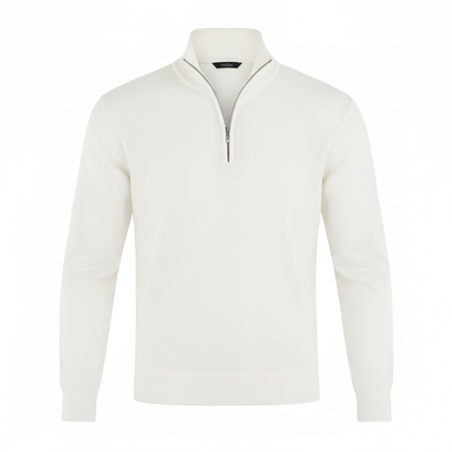 Damen Merino Pullover Reißverschluss Bequem Grau