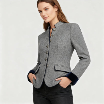 Damen Wolljacke Klassisch Strukturiert Komfort