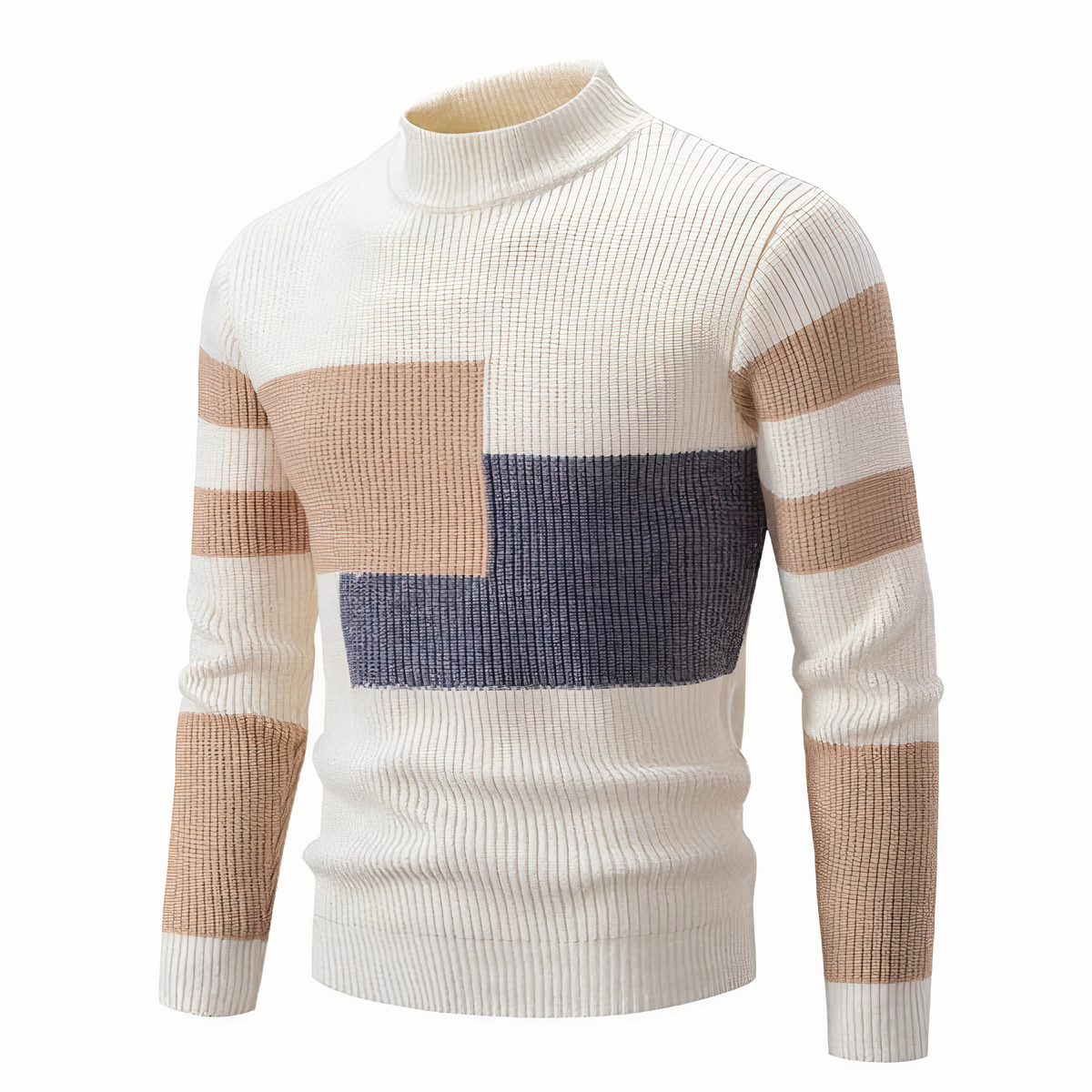 Eveloria Herren Strickpullover Patchwork Baumwolle Grau
