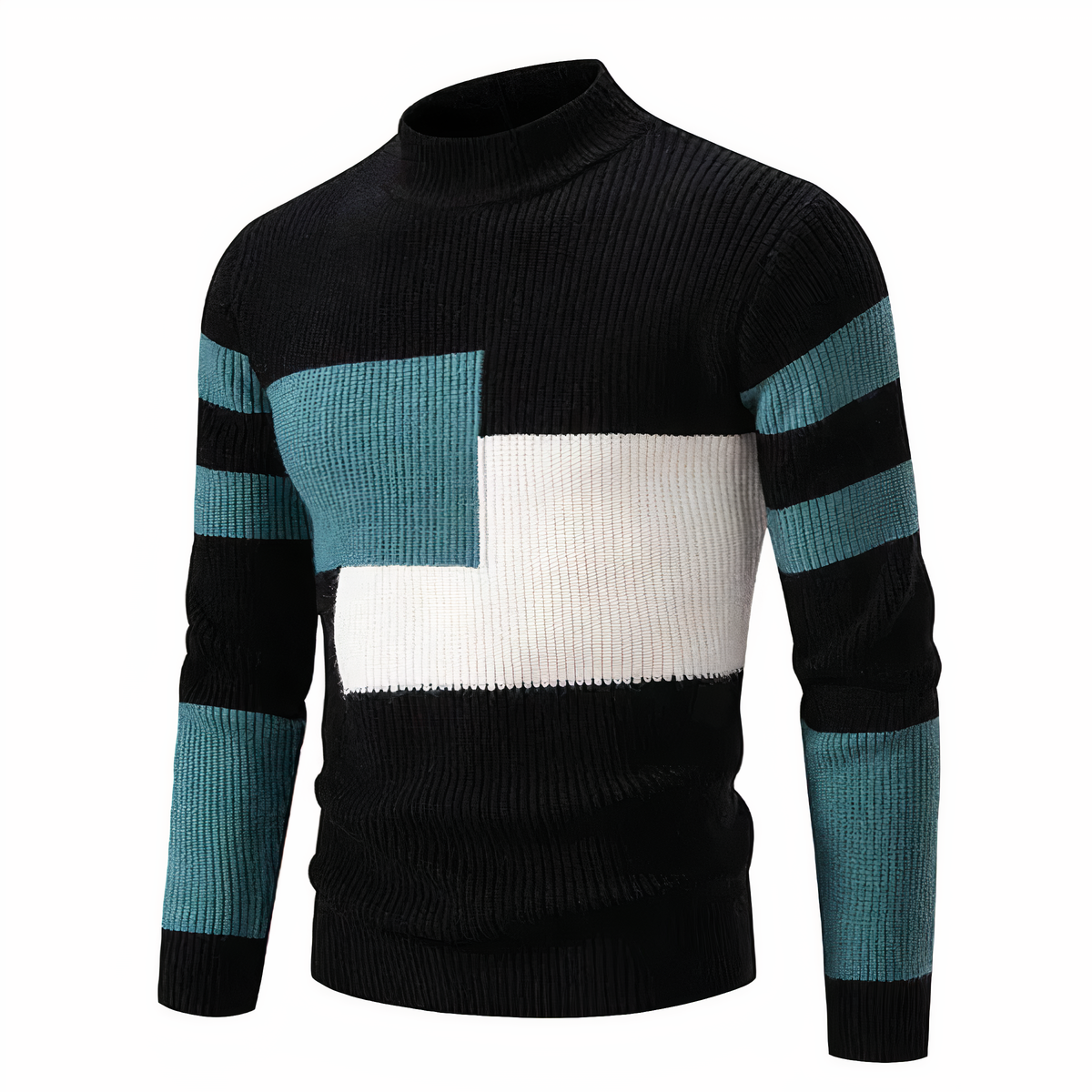 Eveloria Herren Strickpullover Patchwork Baumwolle Grau