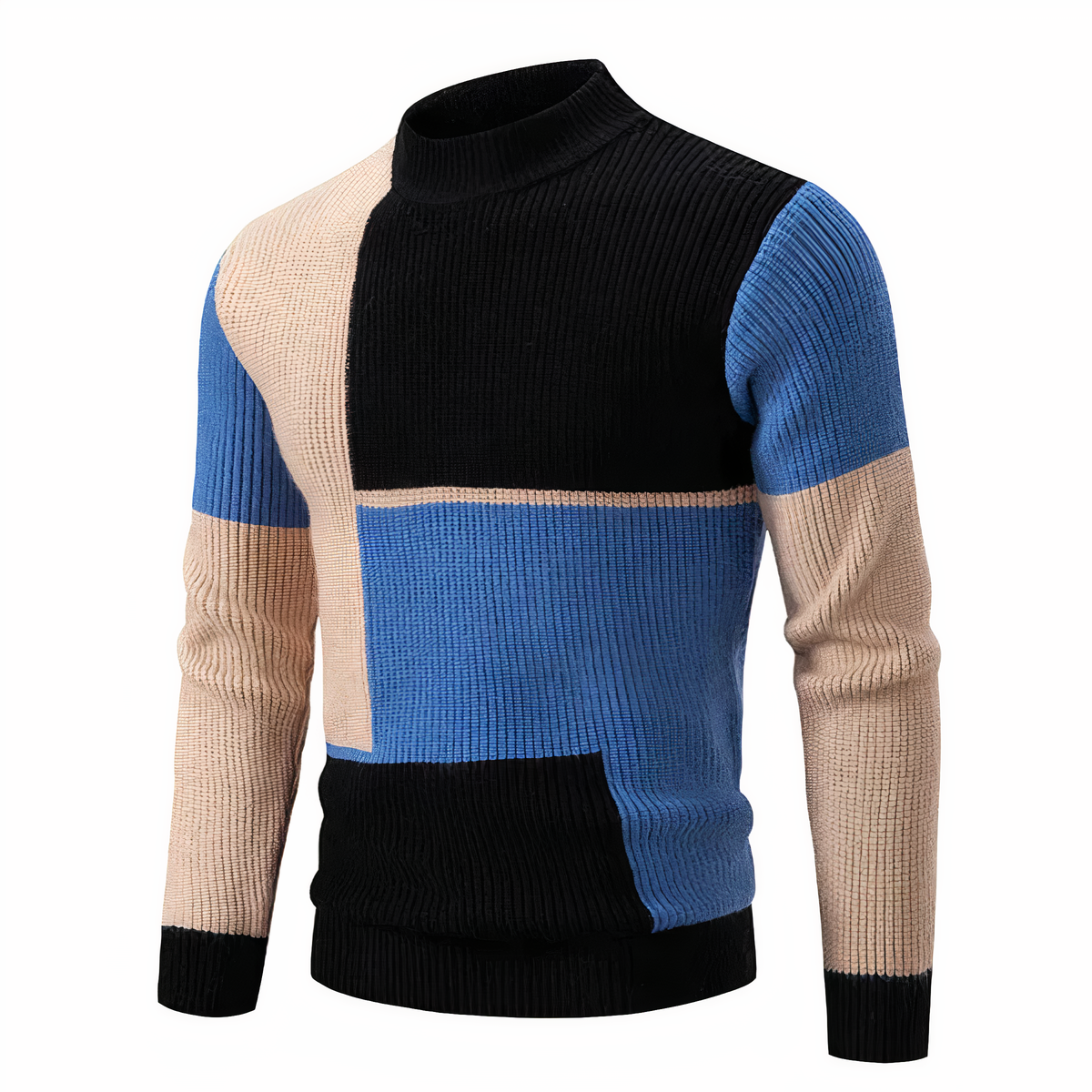 Eveloria Herren Strickpullover Patchwork Baumwolle Grau - Eveloria