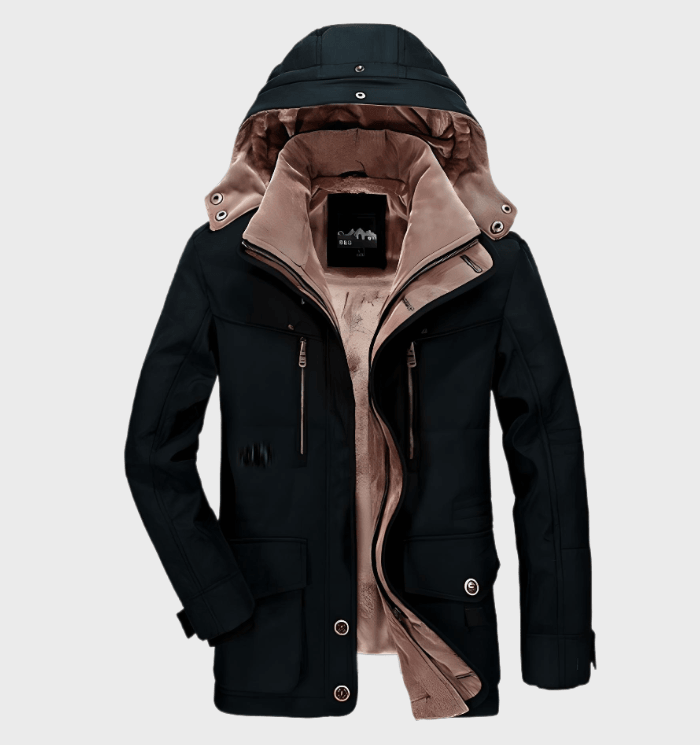 Herren Winterjacke Kapuzenparka Fleece-Innenfutter