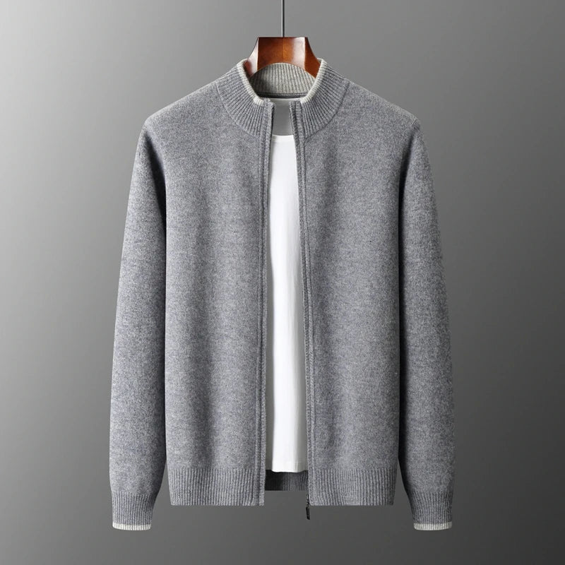 Herren Strickjacke Reißverschluss Stehkragen