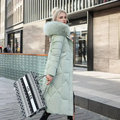 Damen Daunenjacke Italienischer Stil Kunstpelz Schwarz - Eveloria