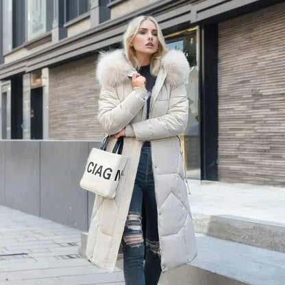Damen Daunenjacke Italienischer Stil Kunstpelz