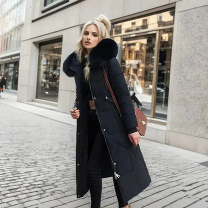 Damen Daunenjacke Italienischer Stil Kunstpelz