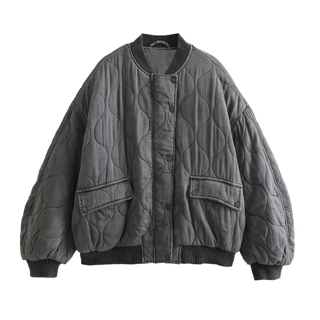 Damen Gesteppte Baumwolljacke Grau