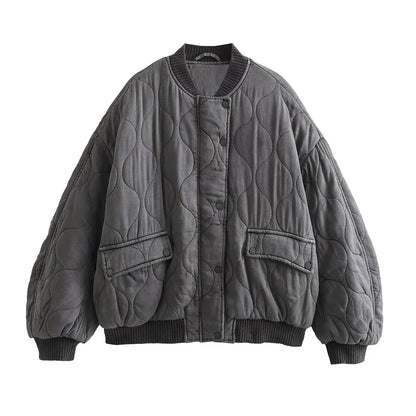 Damen Gesteppte Baumwolljacke Grau