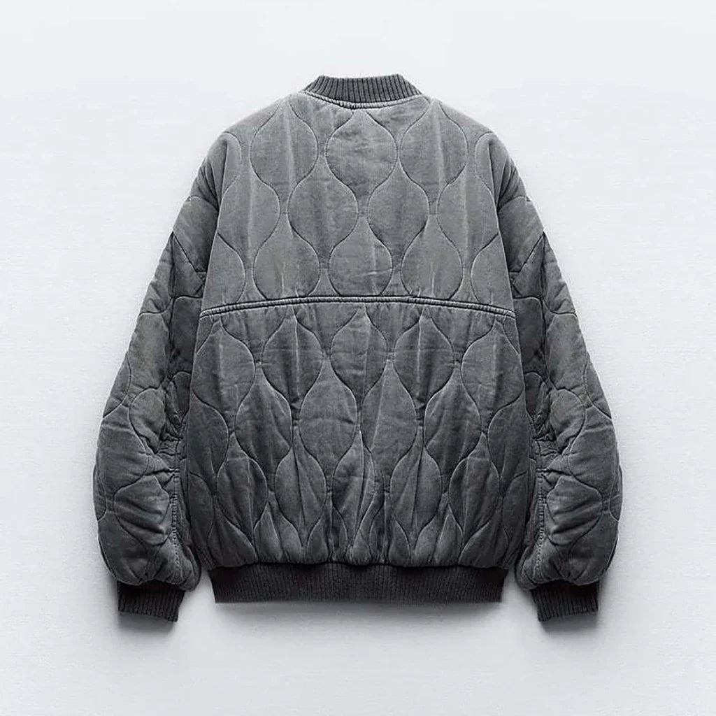 Damen Gesteppte Baumwolljacke Grau