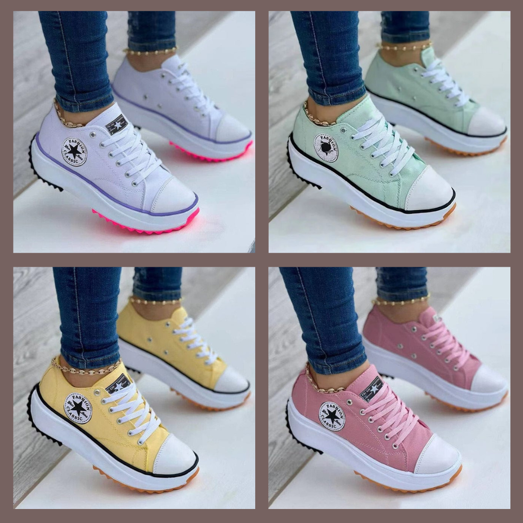 Damen Sneaker Bequem Flach