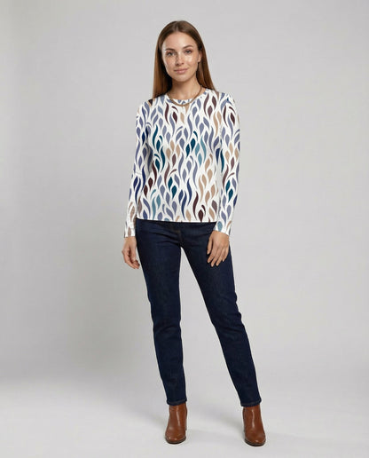 Damen T-Shirt Elegantes Baumwolle Weiß