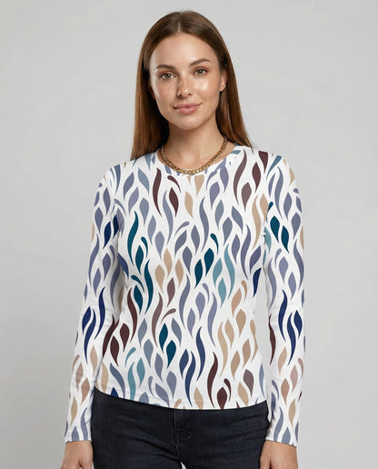 Damen T-Shirt Elegantes Baumwolle Weiß - Eveloria