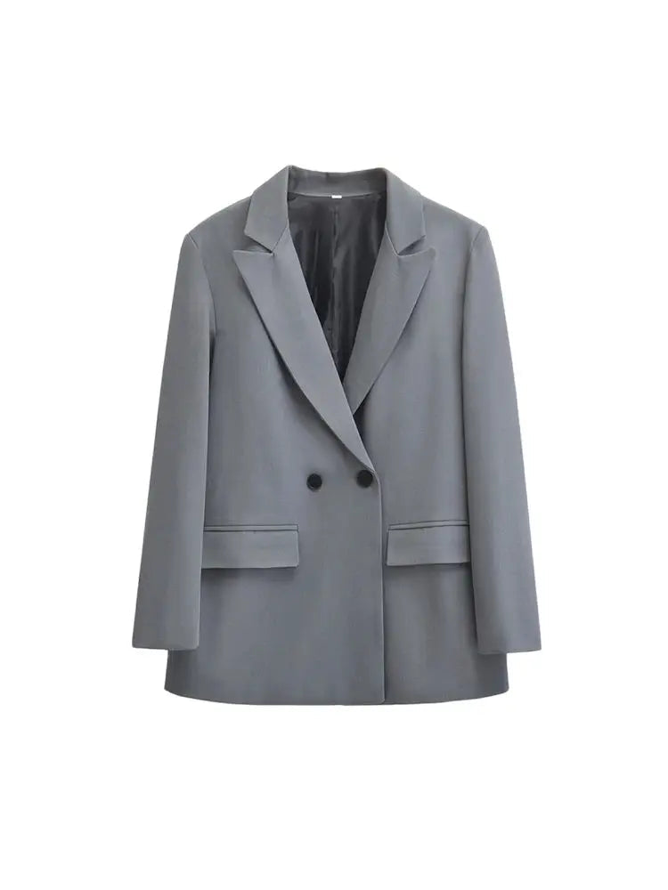 Damen Blazer Reverskragen Zweireihiger Knopfverschluss - Eveloria