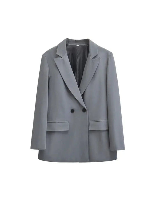 Damen Blazer Reverskragen Zweireihiger Knopfverschluss - Eveloria