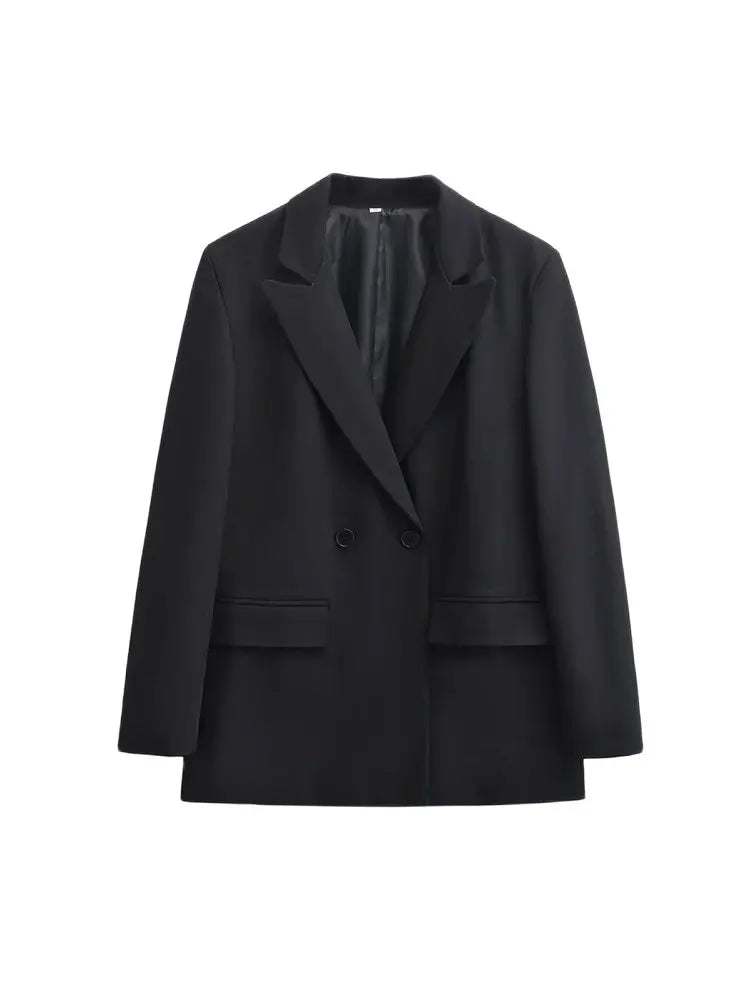 Damen Blazer Reverskragen Zweireihiger Knopfverschluss