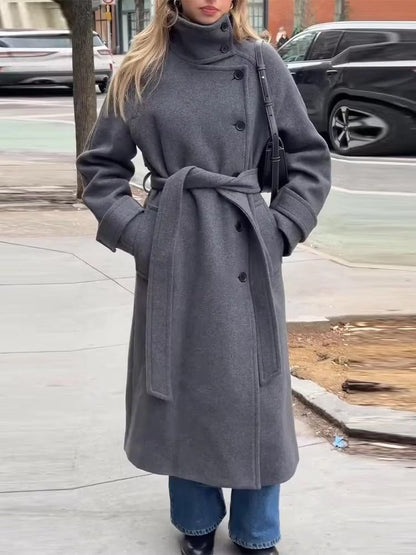 Damen Winter-Trenchcoat mit Gürtel Kälteschutz - Eveloria