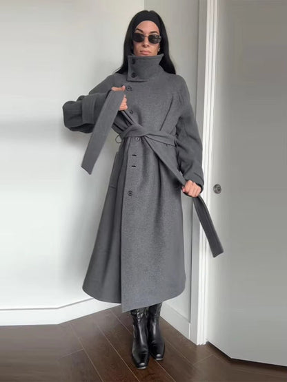 Damen Winter-Trenchcoat mit Gürtel Kälteschutz