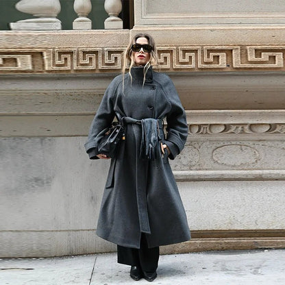 Damen Winter-Trenchcoat mit Gürtel Kälteschutz