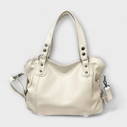 Damen Schultertasche Schlank Leder Schwarz - Eveloria