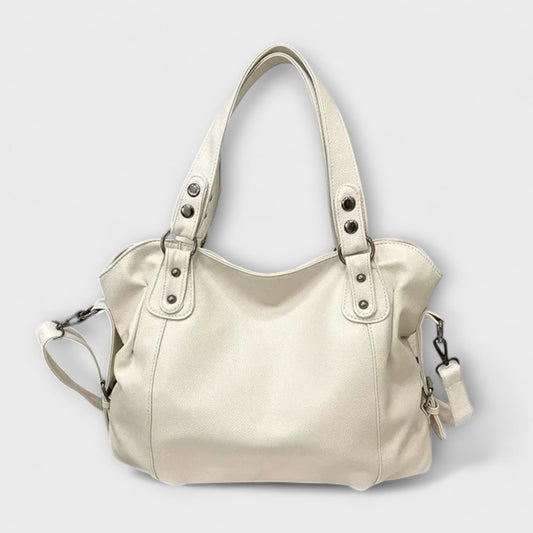 Damen Schultertasche Schlank Leder Schwarz - Eveloria