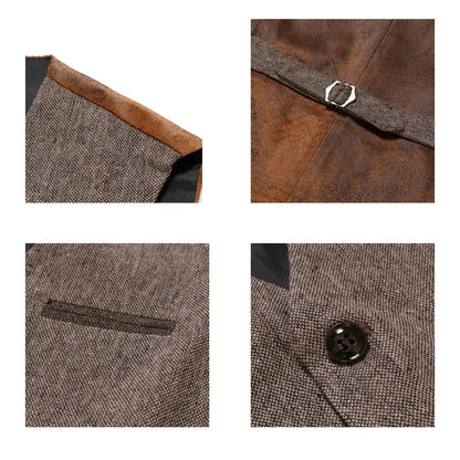 Eveloria Damen Reversweste V-Ausschnitt Vintage