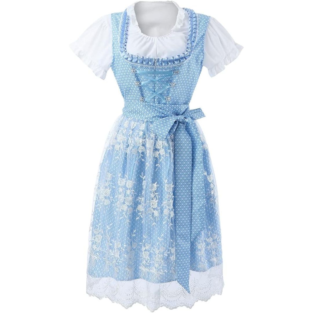 Eveloria Damen Spitzendirndl Bestickt mit Bandverschluss - Eveloria