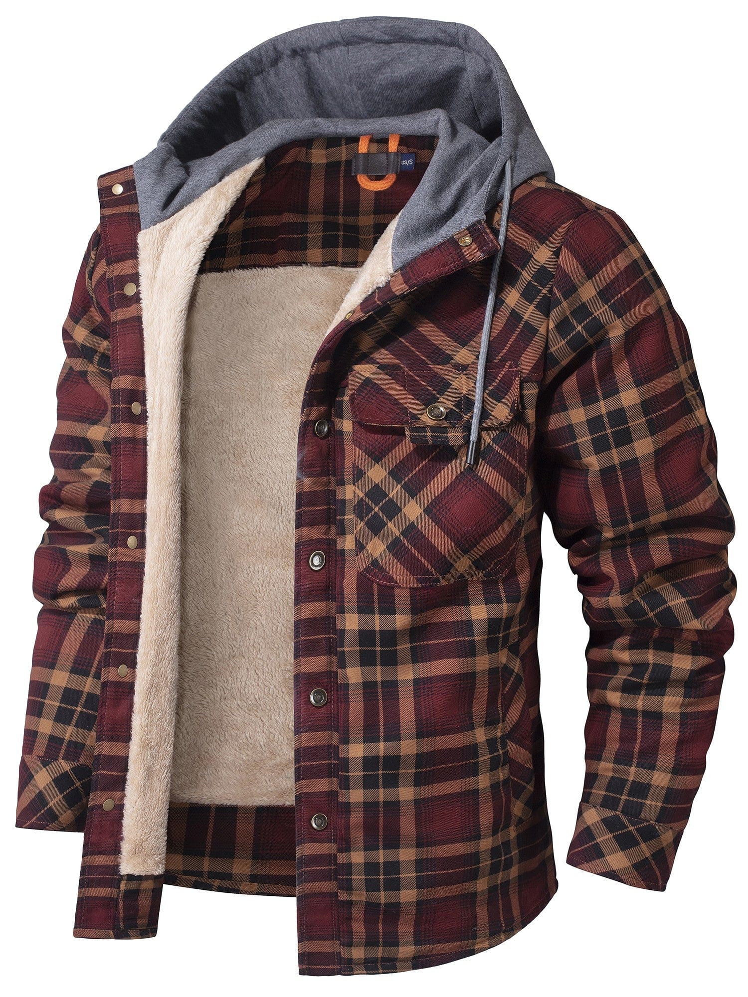 Herren Flanell Winterjacke Kapuzen Fleece - Eveloria