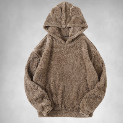 Herren Fleece-Hoodie Warmer Teddy-Pullover Bequem Grau - Eveloria