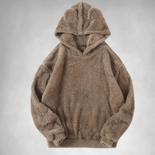 Herren Fleece-Hoodie Warmer Teddy-Pullover Bequem Grau - Eveloria