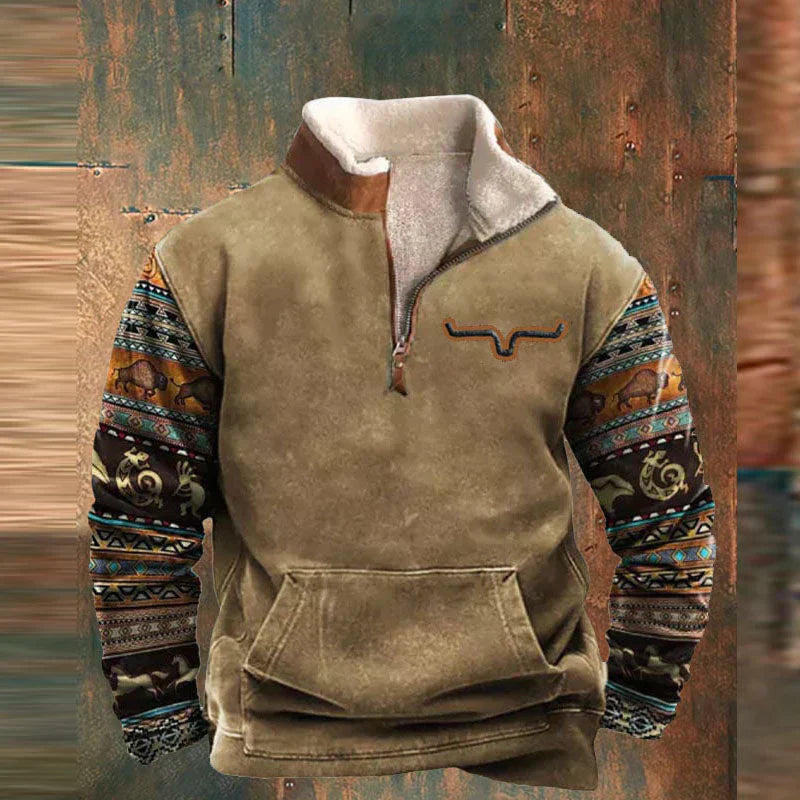 Fleece-Pullover | Half Zip | Warm | Fleece-Pullover | Herren Winterbekleidung-Khaki-S-Chaps Herrenmode