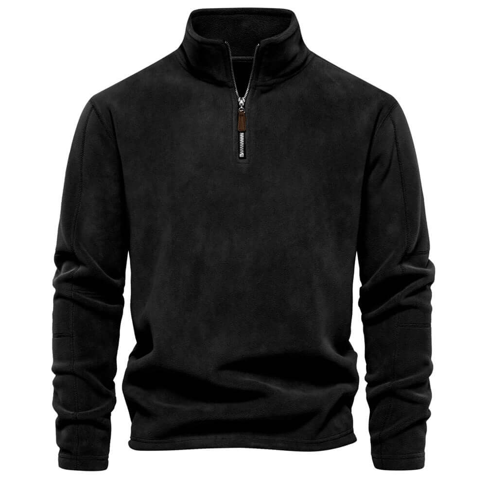 Fleece Pullover - Half Zip - Warm - Quarter Zip Fleece - Fleece für Männer-Schwarz-S-Chaps Herrenmode