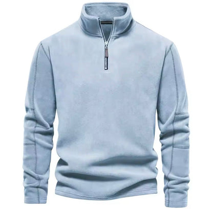 Fleece-Pullover | Half-Zip | Warm | Quarter-Zip-Fleece | Herren-Fleece-Hellblau-S-Chaps Herrenmode