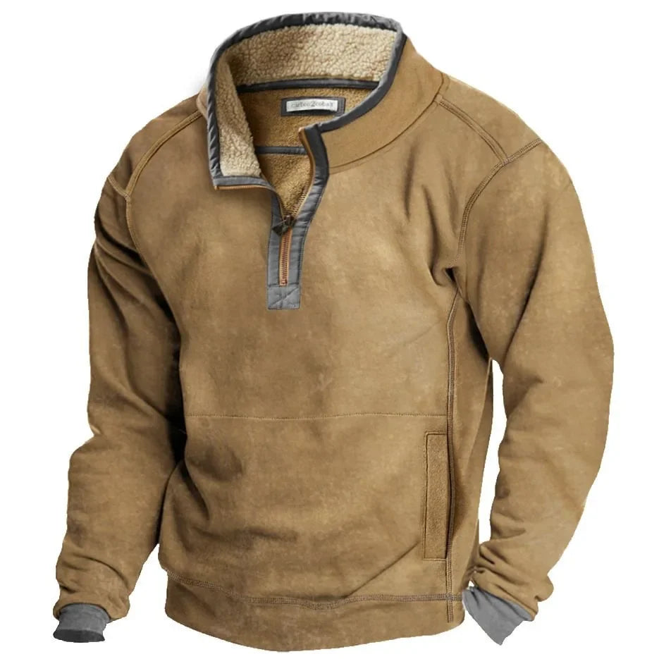 Herren Fleece Pullover Quarter Zip Grau - Eveloria