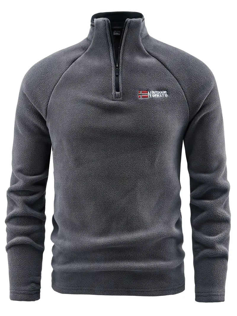 Männer Fleece-Pullover Viertelreißverschluss Warm Schwarz - Eveloria