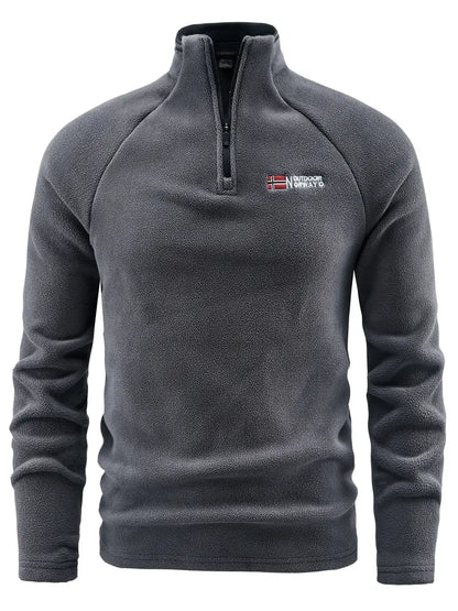 Männer Fleece-Pullover Viertelreißverschluss Warm Schwarz - Eveloria