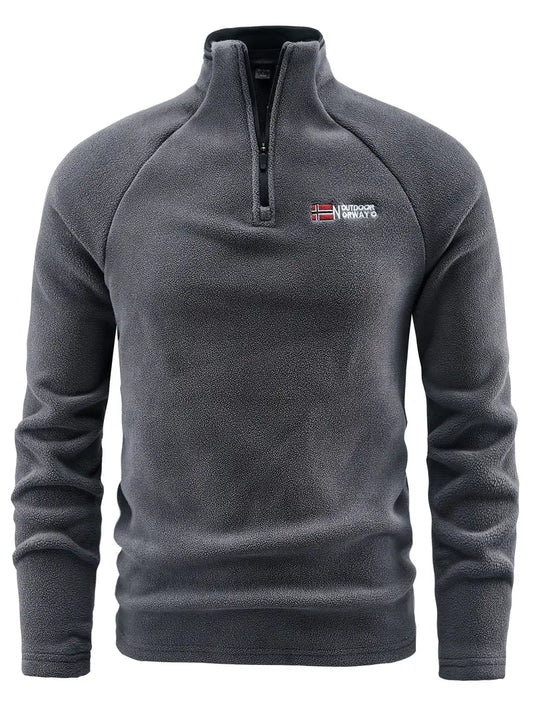 Männer Fleece-Pullover Viertelreißverschluss Warm Schwarz - Eveloria