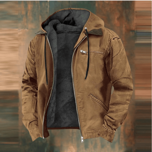 Herren Winterjacke Fleece-gefüttert mit Kapuze und Reißverschluss - Eveloria