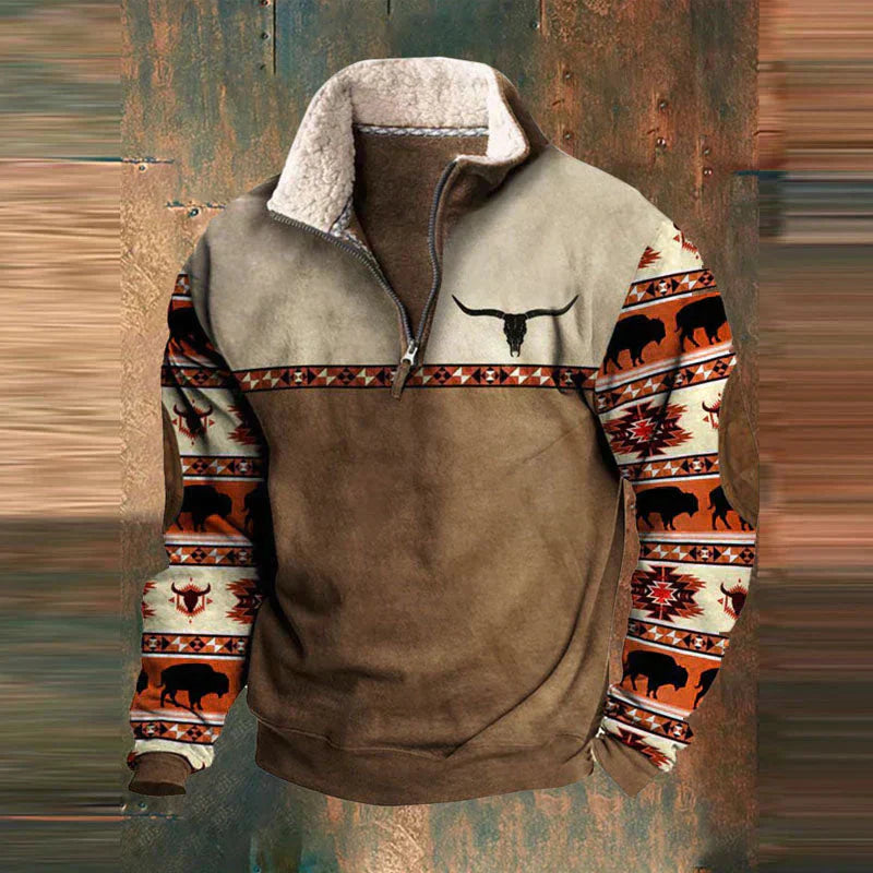 Herren Fleecepullover Halbzipp Warm Beutel Schwarz - Eveloria