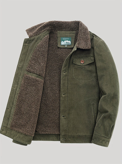 Herren Fleecejacke Knopfverschluss Winddicht Schwarz - Eveloria