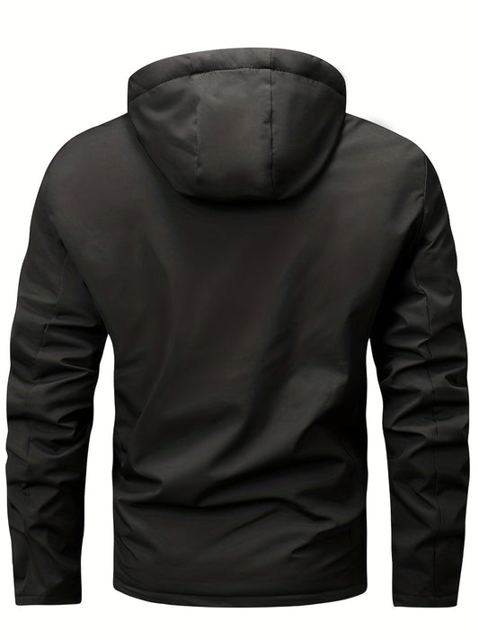 Eveloria Herren Fleecejacke Mit Kapuze Regelmäßig Schwarz - Eveloria