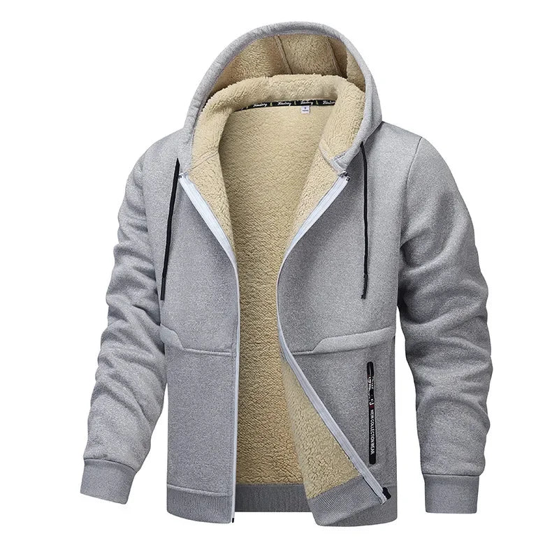 Eveloria Herren Fleecejacke Lockere Passform Beige Winter