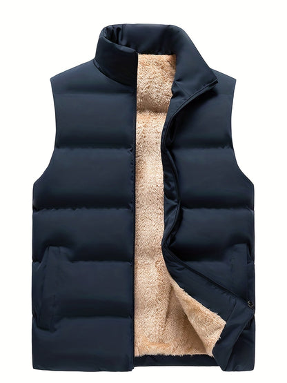 Herren Fleece-Weste Stehkragen Praktische Taschen