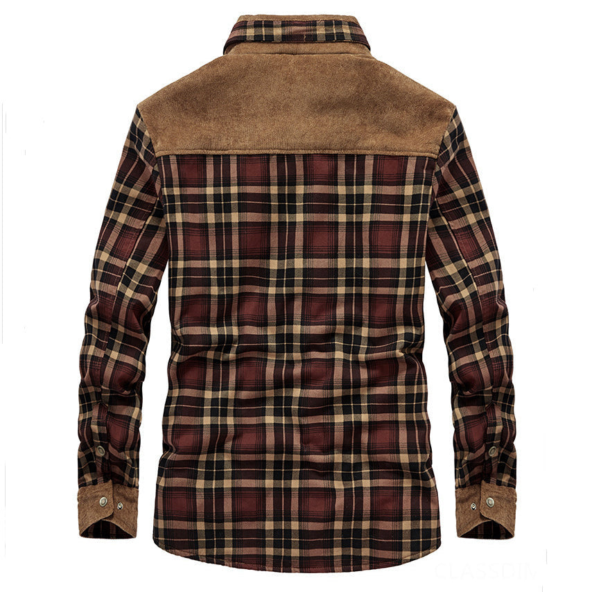Fleecegefüttertes Overshirt – Warm – Karomuster – Fleecegefütterte Jacke – Herrenjacke-Chaps Herrenmode