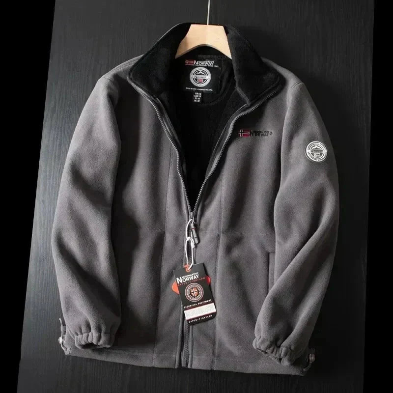Herren Fleecejacke Warm mit Taschen und Reißverschluss Schwarz - Eveloria